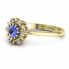Złoty pierścionek z tanzanitem i brylantami - p15077zt - 2