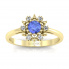 Złoty pierścionek z tanzanitem i brylantami - p15077zt