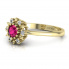 Złoty pierścionek z rubinem i brylantami - p15077zr - 2