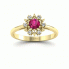 Złoty pierścionek z rubinem i brylantami - p15077zr - 4