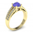 Złoty pierścionek zaręczynowy z tanzanitem i brylantami - p16027zt - 1