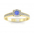 Złoty pierścionek z tanzanitem i brylantami- p16028zt
