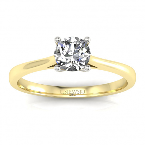 Złoty pierścionek z brylantem i szafirem cejlońskim  - p16205zbszc