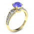 Złoty pierścionek z tanzanitem i brylantami - p15280zt - 1