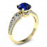 Złoty pierścionek zaręczynowy z szafirem i brylantami - p15280zsz - 1