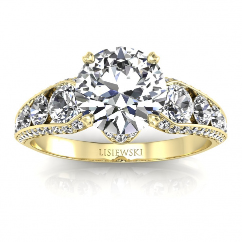 Złoty pierścionek zaręczynowy z brylantami - p15280z
