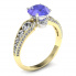 Złoty pierścionek z tanzanitem i brylantami - p15280zbt - 1