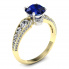 Złoty pierścionek zaręczynowy z szafirem i brylantami - p15280zbsz - 1