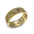 Obrączka pojedyncza żółte złoto rubiny brylanty- p16282zr