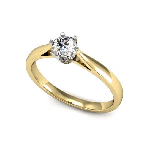 Pierścionek zaręczynowy z brylantem, złoto dwukolorowe - p16330zb