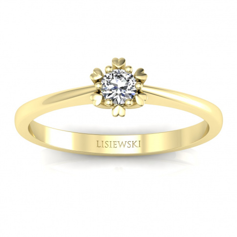Pierścionek zaręczynowy z brylantem żółte złoto- p16781z