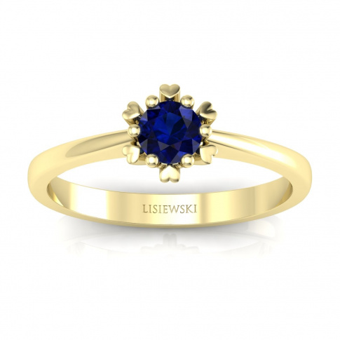 Złoty pierścionek zaręczynowy z szafirem - p16782zsz