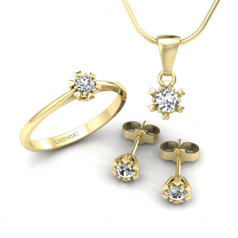 Komplet złotej biżuterii z brylantami - kpl16781z