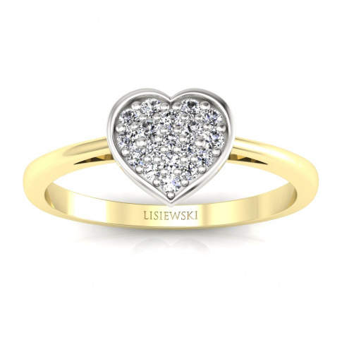 Złoty pierścionek z diamentami - p16018zb