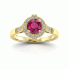 Złoty pierścionek z rubinem i brylantami - 15098zr - 4