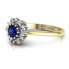 Złoty pierścionek zaręczynowy z szafirem i brylantami - p15077bzs - 2
