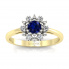 Złoty pierścionek zaręczynowy z szafirem i brylantami - p15077bzs