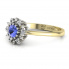 Złoty pierścionek zaręczynowy z tanzanitem i brylantami - p15077bzt - 2