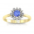 Złoty pierścionek zaręczynowy z tanzanitem i brylantami - p15077bzt