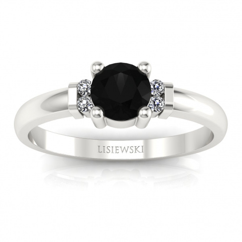 Pierścionek zaręczynowy czarny diament brylanty - P15213bcd