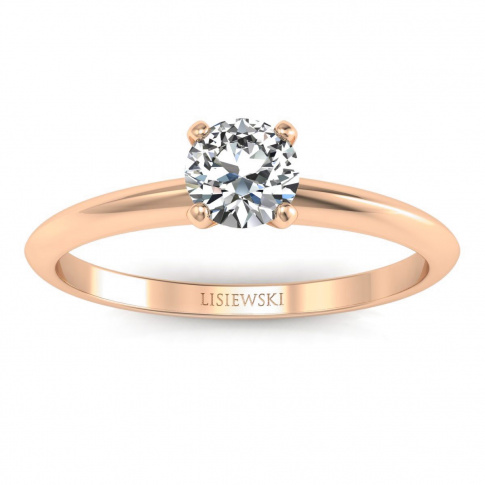 Zaręczynowy pierścionek różowe złoto brylant - p16365c