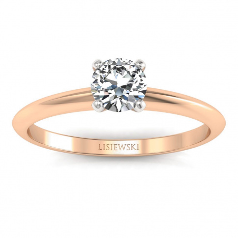 Pierścionek zaręczynowy z brylantem różowe białe złoto - p16365cb